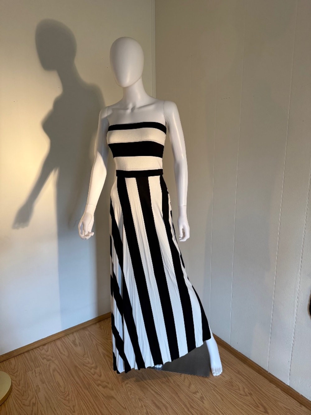 GOOD Elan Medium Striped B&W Tube Top Maxi Dress